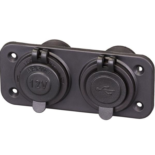 Dubbeluttag USB & 12V
