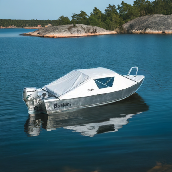 Buster S with grey boat cover