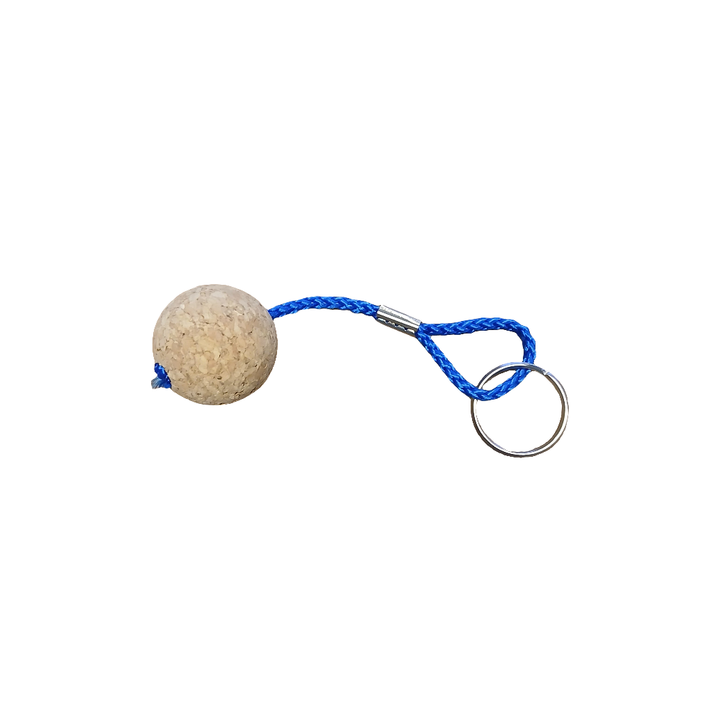 Floating cork ball keychain