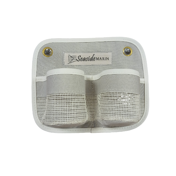 Seaside Marin cup holder in light gray canvas fabric