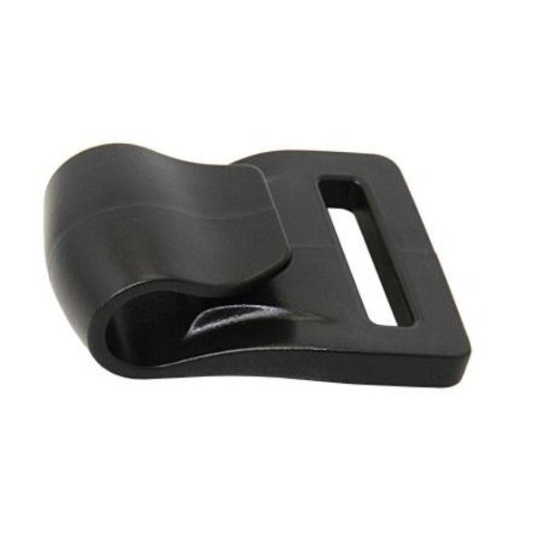 Svart krok i plast till webbingband.
