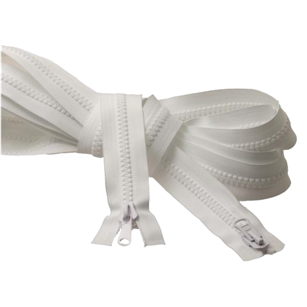 Delbart blixtlås 2 motgående löpare, vit