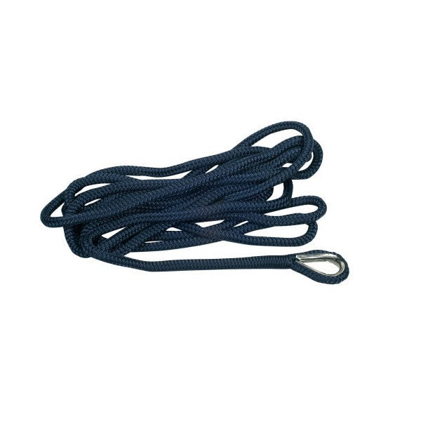 blå 3-slagen förtöjningslina med rostfritt kaus