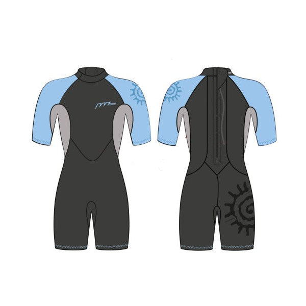 Dam kort våtdräkt fram och baksida