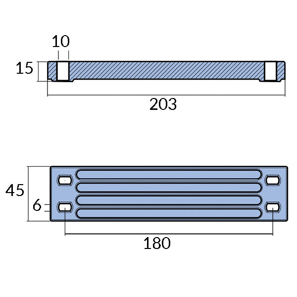 Aluminiumanod Yamaha F200_F350 mått