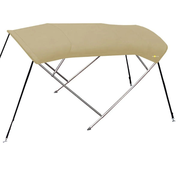 Beige biminitopp med ramme i rustfritt stål