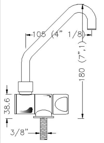 enkelkran fallbar och vridbar pip
