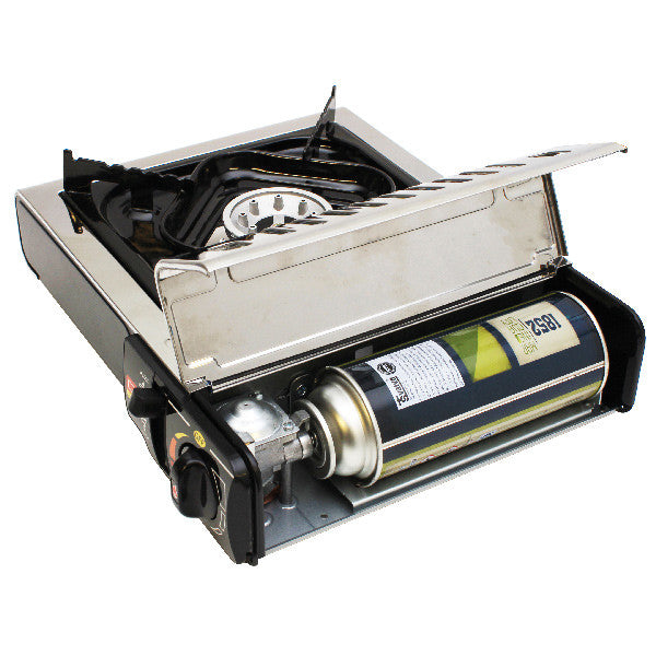 Bilden visar placering av gasolflaskan till mini gasolhäll med en brännare