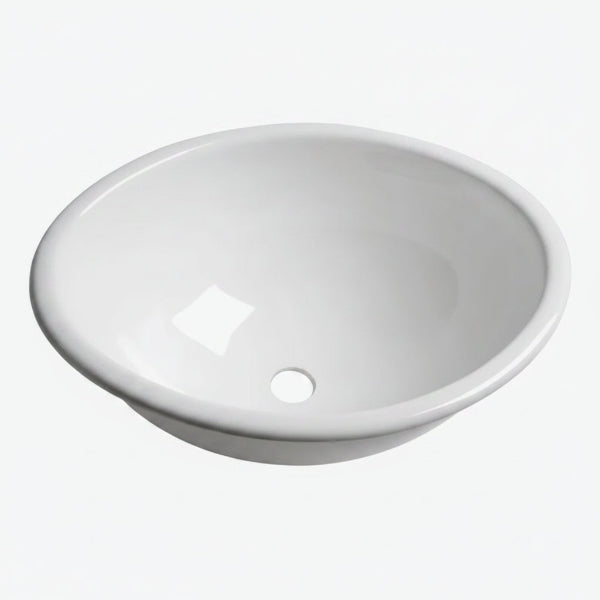 Ovalt handfat i vit polerad plexiglas för båt, yttermått 290 × 370 mm och djup 150 mm