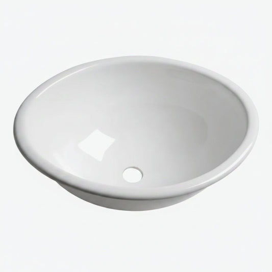 Ovalt handfat i vit polerad plexiglas för båt, yttermått 290 × 370 mm och djup 150 mm
