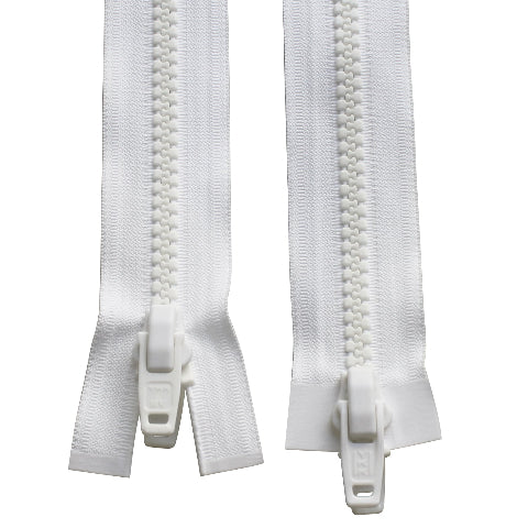 Delbar dragkedja med 2 motgående dubbellöpare i plast