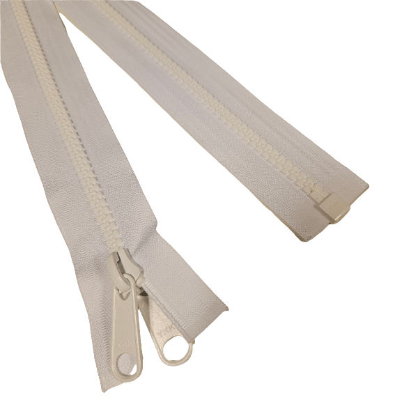 Vit YKK delbar dragkedja, storlek #10, för båtkapell. 