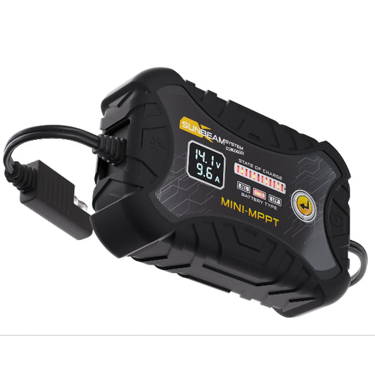 Sunbeam Mini MPPT solpanelsladdare med MPPT-teknik, stöd för 140W paneler och olika batterityper. 