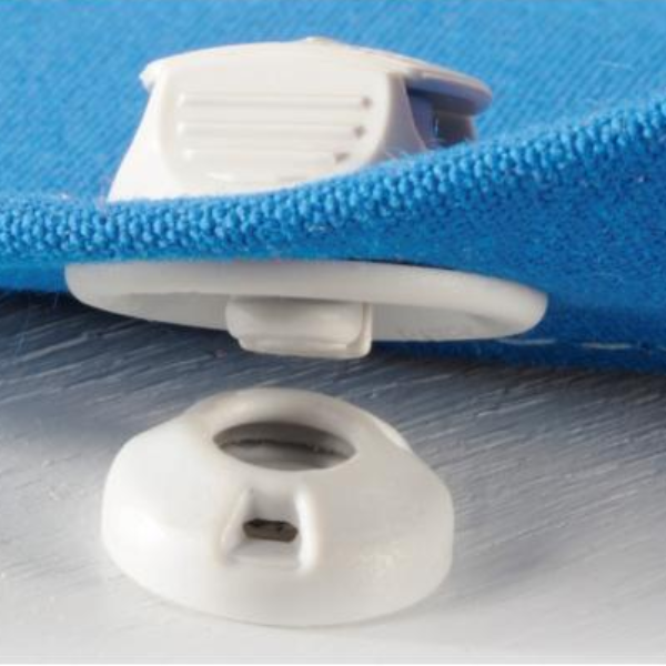 Perfix fästbeslag, [färg: svart/vit], för båtkapell, rund form för att undvika skador, plast/nylon 