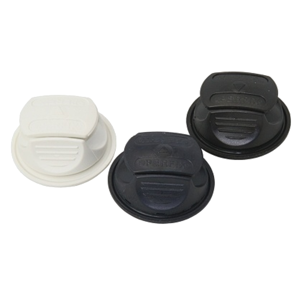 Perfix överknapp, vit och svart