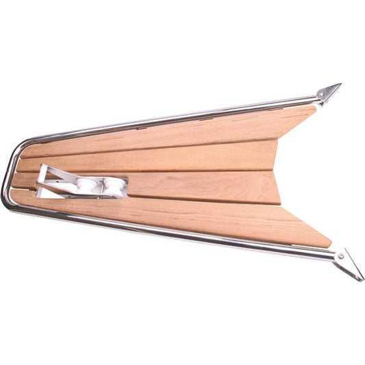 Peke i teak med ankarrulle 115x52cm